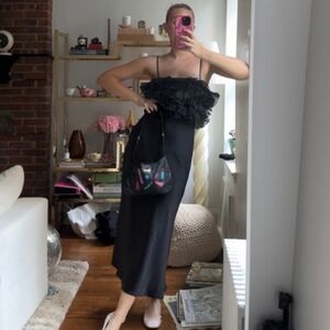 Zara Black Maxi Dress with Layered Ruffles